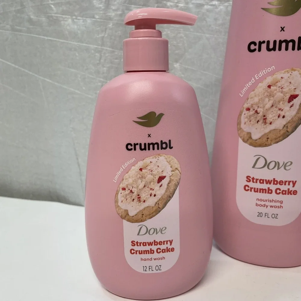 Dove x Crumbl Strawberry Crumb‎ Cake Hand Wash Body Wash Body Scrub Gift Set